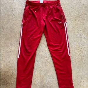 FRESH *Adidas Red Sweatpants with White Stripes
